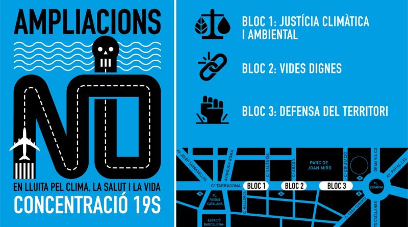 Llamamiento a la movilización masiva contra la ampliación del aeropuerto el 19 de septiembre a las 12 h en Barcelona